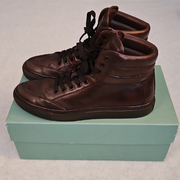 KOIO Men's Leather High-Top Sneakers in Dark Brown - Picture 4 of 8